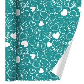 GRAPHICS & MORE Cute Hearts Love Pattern on Teal Turquoise Gift Wrap Wrapping Paper Rolls