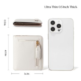 BECEERE Womens Walle Rfid Blocking Small Compact Bifold Pocket Wallet Women travel mini wallet Ladies Purse with ID Window (Grey white)