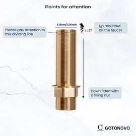 gotonovo Faucet Fittings Nipple Locknut Kit Extension Threaded Pipe Longer Mounting Shank Single Hole 4.7inch