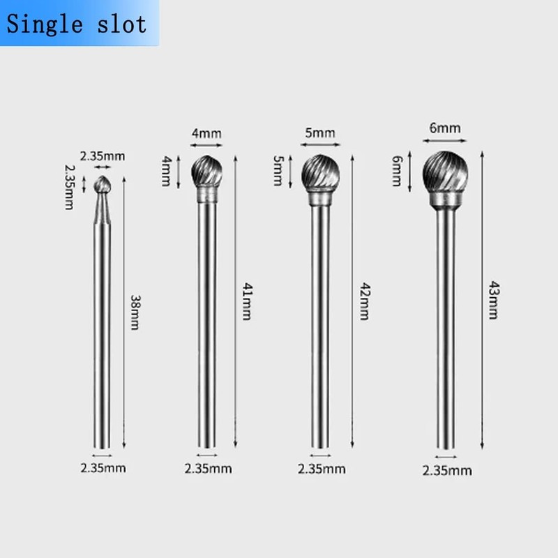 Luo ke 4 Pcs Ball Shape Aluminum Cutting Burr Set