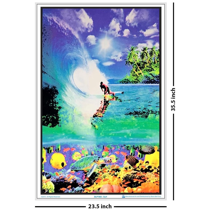 Surf Reef - Laminated - Blacklight Poster - 23.5" x