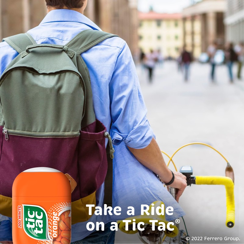 Tic Tac Orange Flavored Mints, 4 Bottle Packs, On-The-Go Refreshment,