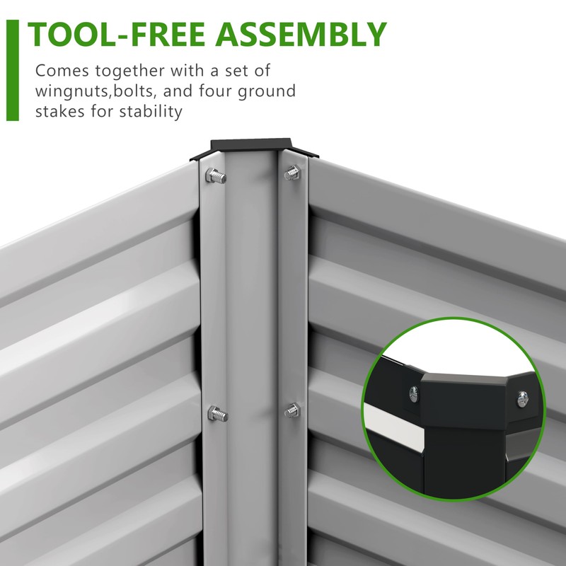 2PCS 12x3x1ft Galvanized Raised Garden Bed,Outdoor Planter Box Metal Patio