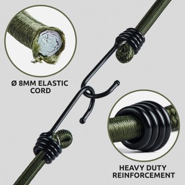Pluvios Bungee Ropes with Hooks Heavy Duty Outdoor 10 Pack Various Sizes to Choose From Camping Tent - Weatherproof & UV Tarpaulin Bungee Ropes