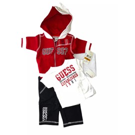 GUESS NWT! Boy's Baby Guess 3 PC Guess Logo Hoodie, T-Shirt & Pants set 0-3 Month