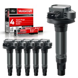 MAS Set of 6 Ignition Coil Pack & 6Pcs Motorcraft Spark Plug SP411 Compatible with 2007-2015 Fusion Lincoln Mazda CX-9 Mercury Edge MKS MKT MKX MKZ 3.5L 3.7L Replacement for UF553 UF595 5C1652