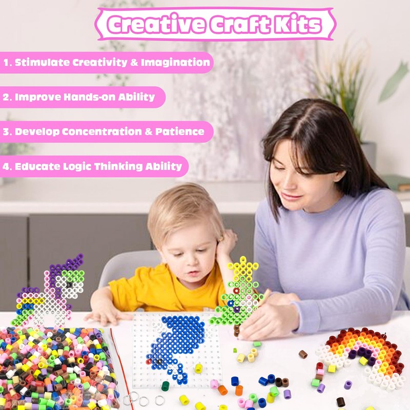 Fuse Beads Kit - 10mm Fuse Beads Set with Pegboards,
