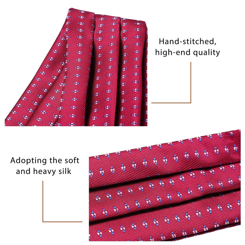 HISDERN Red Cravats for Men Wedding Polka Dot Ascot and