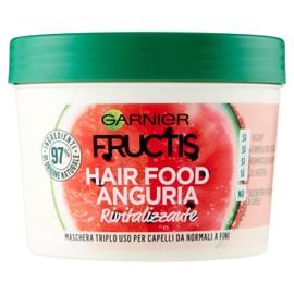 Garnier Fructis Hair Food Anguria Rivitalizzante, Maschera 3-in-1 per Capelli Fini, Balsamo, Maschera e Trattamento senza Risciacquo, 97% di Ingredienti di Origine Naturale, Senza Siliconi