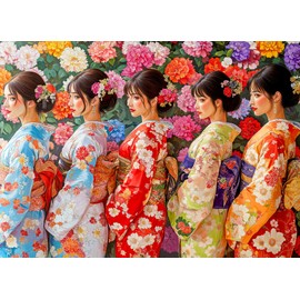 Lucky Puzzles - Petal Whispers: A Geisha's Harmony - 1000 Piece Jigsaw Puzzle for Adults | Elegant Kimono Puzzle | Stunning Floral Artwork | Relaxing and Challenging Puzzle Experience