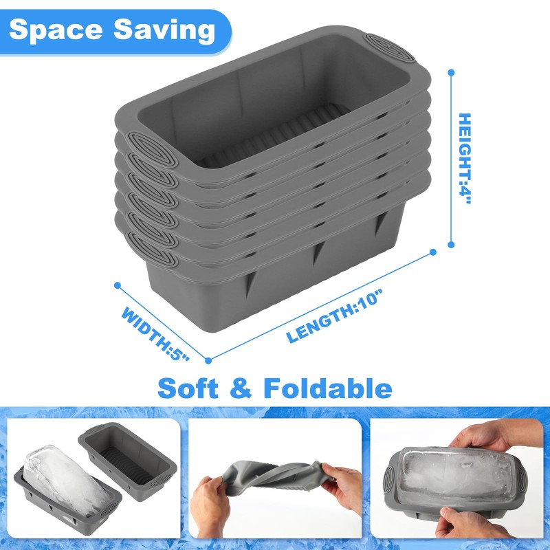 Ice Block Mold for Ice Bath,6 Pack 15lbs Large Ice