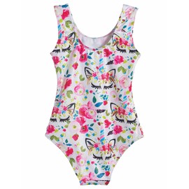 Domusgo Gymnastics Leotards for Girls Sparkly One Piece Sleeveless White Flowers Dance Outfits Size 10-12 Years Old