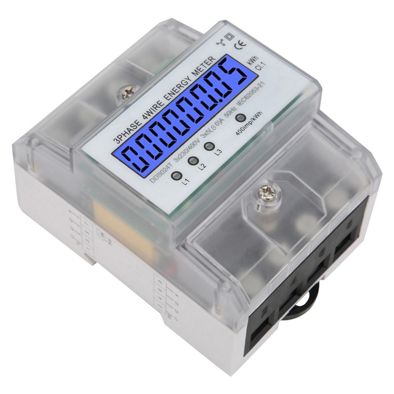 DDS024T 3 Phase 4P Electronic Energy Meter 380V LCD Digital