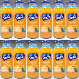 Santal 100% Natural Apricot Fruit Juice Pack of 12 Bottles (8.5 FL OZ Each) Premium Quality, No Artificial Flavors, Non-GMO, Gluten-Free Made in Italy