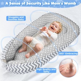 KISS GOLD Baby Lounger - Breathable Soft Cotton Cover Baby Lounger Nest, Babies Essentials Gifts, Portable Infant Lounger for Baby Tummy Time Floor Playing Seated Support for Home and Travel