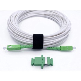 Elfcam® - Fiber Optic Cable Singlemode SC/APC to SC/APC, Delivery with the Coupler for Extending Fiber Optic Cable, Compatible with FTTH Cable, White, 1m / 3.28ft