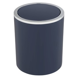 WENKO Inca Cosmetic Bin, 2 Litre Capacity, Waste Bin for Guest Toilet, Bathroom Bin with Swing Lid, Small Plastic Waste Bin, BPA-Free, Diameter 14 x 16.8 cm, Dark Blue