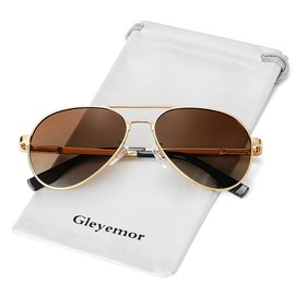 Gleyemor Kids Polarized Aviator Sunglasses for Juniors Teenagers Age 8-18 (Gold/Gradient Brown)