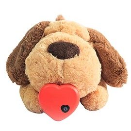 Juguete para cachorros, latidos de corazón, para cachorros, latidos del corazón, animal de peluche con latido del corazón para cachorros, alivio de la ansiedad del perro (amarillo)