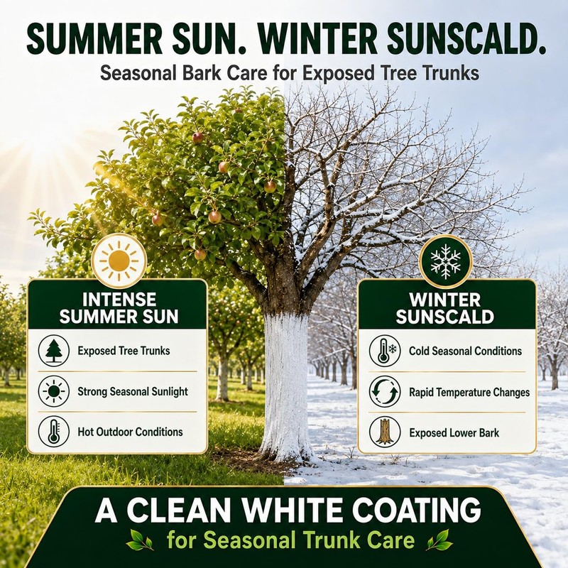 Tree Paint, 35 Oz White Trunk Paint Protection for Fruit,