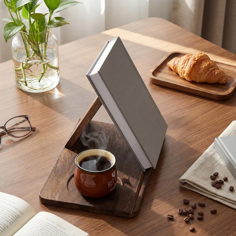 SiliFine Wooden Book Stand for Reading Rest Triangle Book Holder