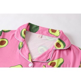 Vopmocld Girls Pajama Sets - 3pcs Button Down Short Sleeve Long Pants With Shorts Sleepwear Cute Patterns Nighty For Teens, Avocado, 14