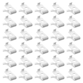 HARFINGTON 32pcs Cabinet Shelf Clips Metal Adjustable Shelf Bracket Clamp Shelf Support Pins Shelf Clip Support Hardware Replacement Parts for Metal Shelving, Silver