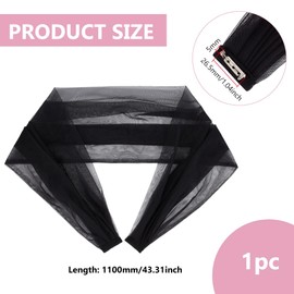 BENECREAT Detachable Tulle Sleeves, 43inch Black Bridal Tulle Shawl Lace Dress Sheer Capes Cover Up Accessory for Wedding, Costume, Formal Party Prom