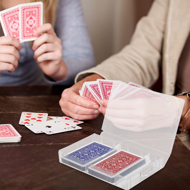 4 PCS Plastic Bridge Size Playing Cards Boxes, Snaps Closed