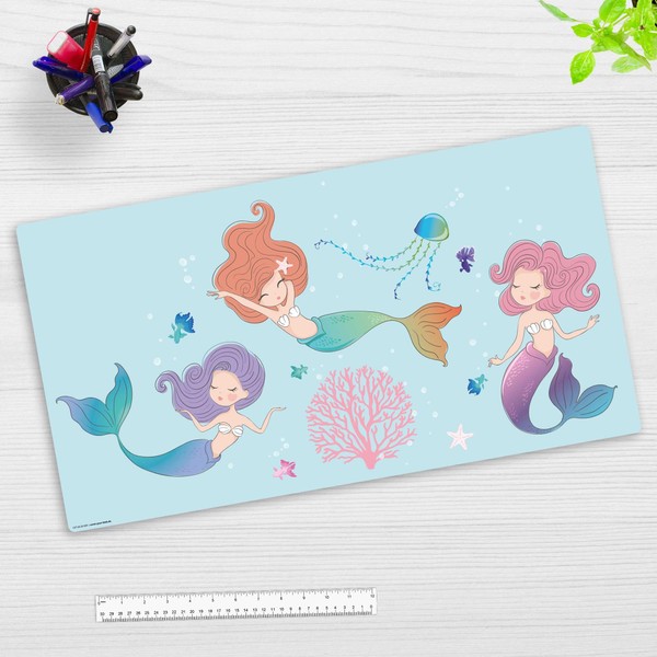 Children's Desk Mat - "Three Mermaids" - Made of First-Class