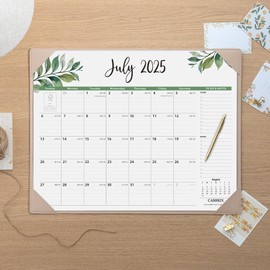 Large Desk Calendar 2025-2026 with Desktop Mat, Cabbrix Desk Pad Calendar 22 x 17 Inch Runs From July 2025 to December 2026 for Home Office and School, Leaf