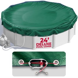 24 ft Round Pool Cover for Above Ground Pools, Above Ground Pool Cover, Swimming Pool Cover, Winter Pool Cover, Keeps Out Debris, Cold and UV Resistant, Supreme Mesh, Green