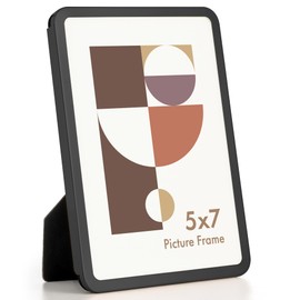 Axeman 5x7 Picture Frame-Metal Rounded Corner Frame 5x7, 5''x7''Photo Frame with Tempered Glass,Tabletop and Wall Display, One-Piece 5 By 7 Metal Picture Frame for images, Black