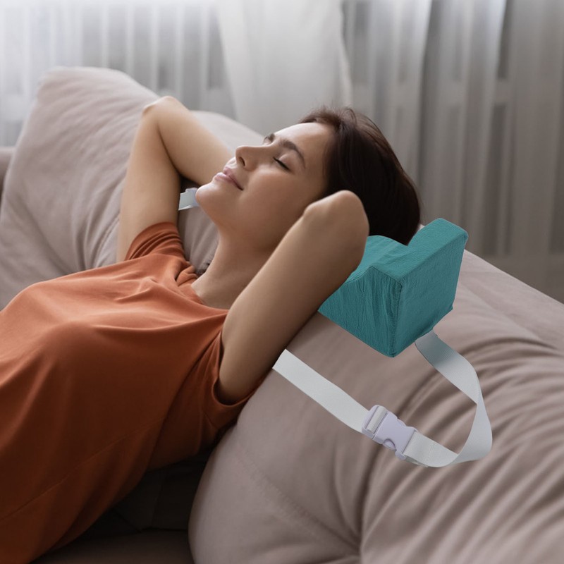 Head Positioner Pillow Green Cotton Cloth Comfortable Breathable Adjustable Neck