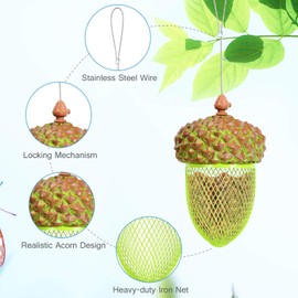 Giantex Metal Acorn Bird Feeder, Outdoor Hanging Food Dispenser with Stainless Steel Wire and Iron Grid, Wild Bird Feeder Hanging House Seed Feeder for Garden Yard, Outside Decoration (Green)