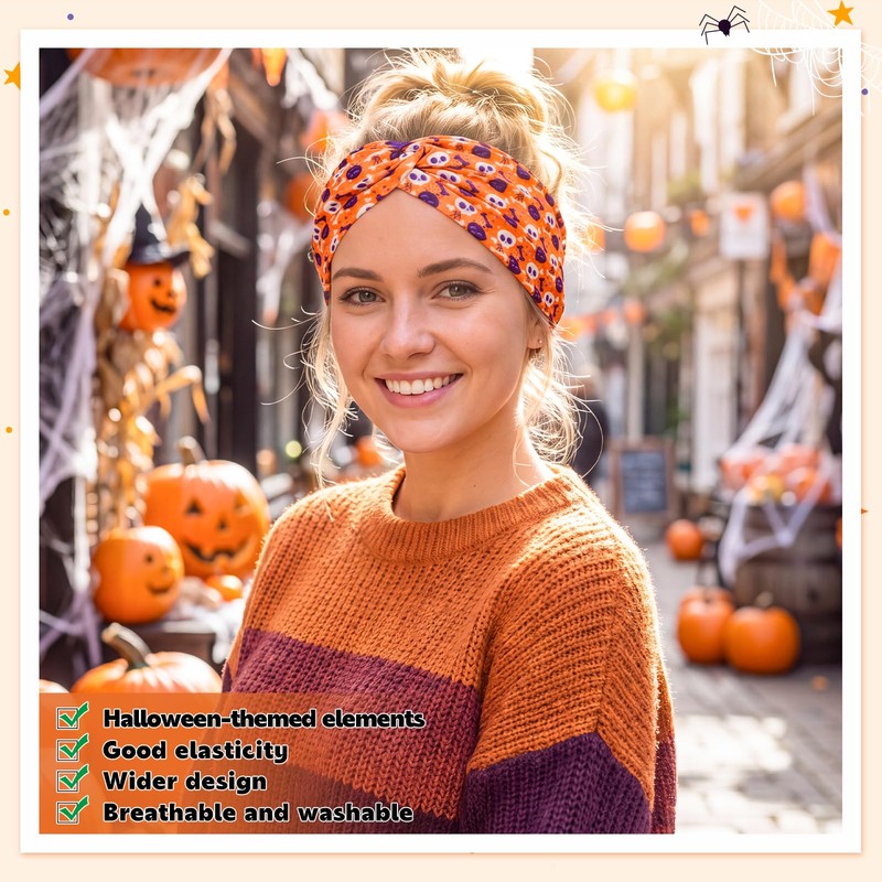 6 Pack Halloween Headbands for Celebration Party, Wide Holiday Hair