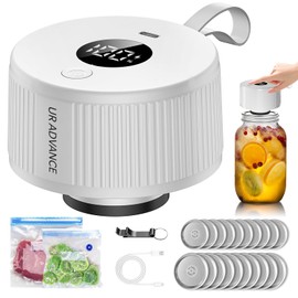 UR ADVANCE Mason Jar Vacuum Sealer for Wide Mouth and Regular Mouth Mason Jars, Jar Sealer for Mason Jars, Portable Vacuum Food Sealer Machine, 3-in-One Vacuum Sealer Kit - White
