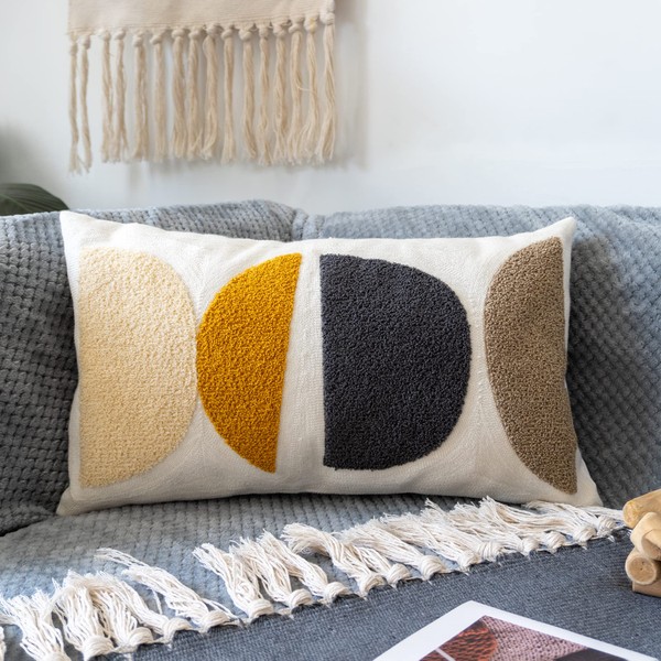 VANNCIO Boho Lumbar Decorative Pillow Cover, Abstract Geo Throw Pillowcase