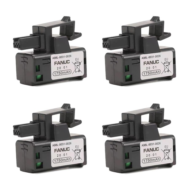 Meewellvetry 4-Pack FANUC A98L-0031-0026 3V 1750mAh Lithium Battery 3P Plug