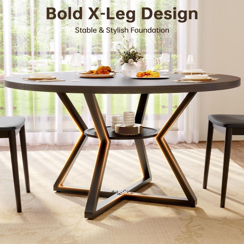 Concho 47" Round Kitchen Dining Room Table for 4-6 Circle