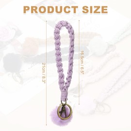PATIKIL Boho Handmade Bracelet Keychain, Soft Macrame Keychain Braided Wristlet Strap Wrist Lanyard with keyrings for Gym Travel Concerts Daily Use, Purple