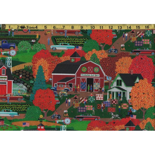 David Textiles RED BARN QUILTS Fabric Seed Company Gardening Country