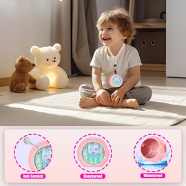 FIOPAZ Silicone Case Cmpatible with Punirunes Virtual Pet, Protective Skin for Punirunes Interactive Digital Pet Cover, Drop Resistant Punirunes Case with Neck Lanyard (Pink)