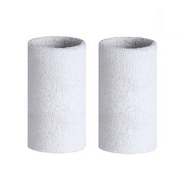 WIRUN 6 inch Wrist Sweatbands Sports Wristband Cotton Sweat Band Armbands for Men and Women Tennis, Basketball, Running, Gym, Working Out (1 Pair) (White)