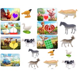 EXCELLANYARD Farm Animal Valentine Cards for Exchange 24 pcs Blue Truck Cards for School
