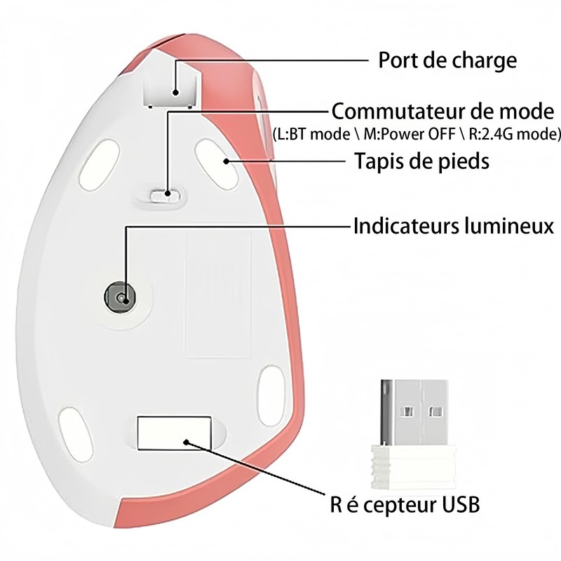 WREWING Ergonomic Mouse, Right-Handed 2.4 GHz Wireless Vertical Mouse with