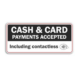 2 x 15cm Cash and Card Payments Accepted Vinyl Stickers - Shop Sign Money Contactless Small Business Hotel Taxi Credit Labels Sticker #81670