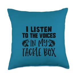 Epic Wear I Listen to The Voices in My Tackle Box Throw Pillow, 18x18, Multicolor