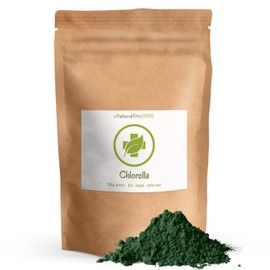 Organic Chlorella Powder - 100 g - Green Algae, Freshwater Algae - Raw Food Quality - Vegan, Pure, Gluten-Free - No Additives and Additives