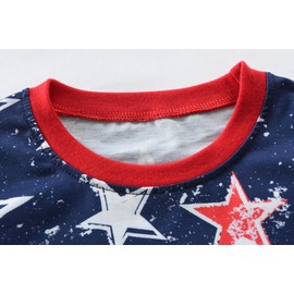 CM-Kid Boys Patriotic 4th of July 2-Piece Summer Outfit Red White and Blue Stars Pajamas Kids Jammies Clothes Sets Size 4